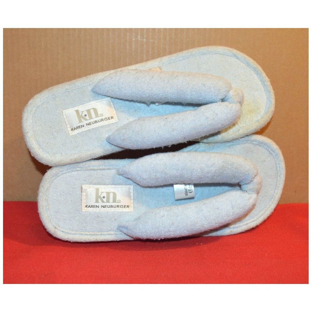 KN Karen Neuburger House Shoes Flip Flop Thongs Sandals Blue Size M (6.5 - 7.5)